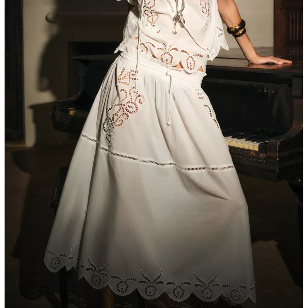 Zara ZW Collection Embroidered Long Skirt